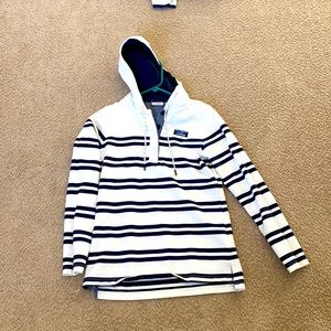 L.L Bean long sleeve hooded navy/white shirt- worn once